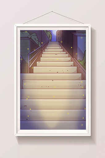楼梯元素插画背景设计图片