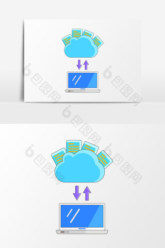 卡通扁平网络信息安全数据备份元素图片