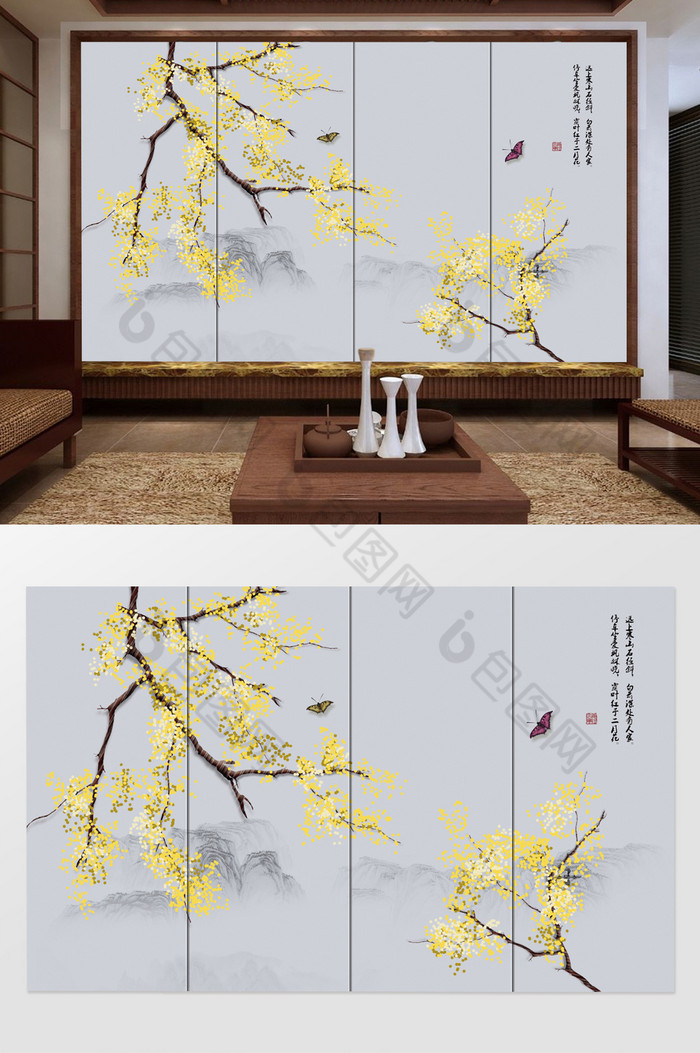 大气工笔花鸟中式手绘图片
