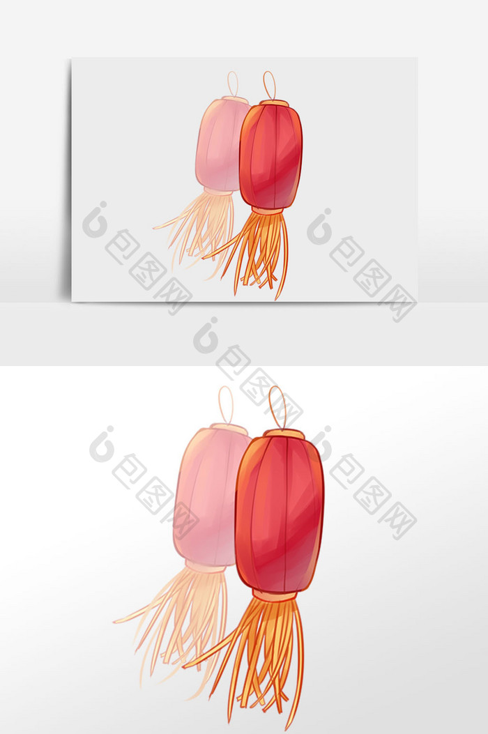 手绘国庆节灯笼挂件插画元素