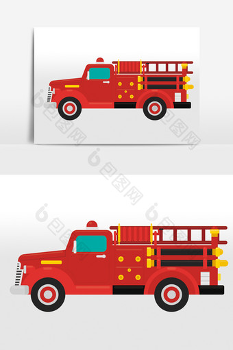 消防教育消防车元素图片