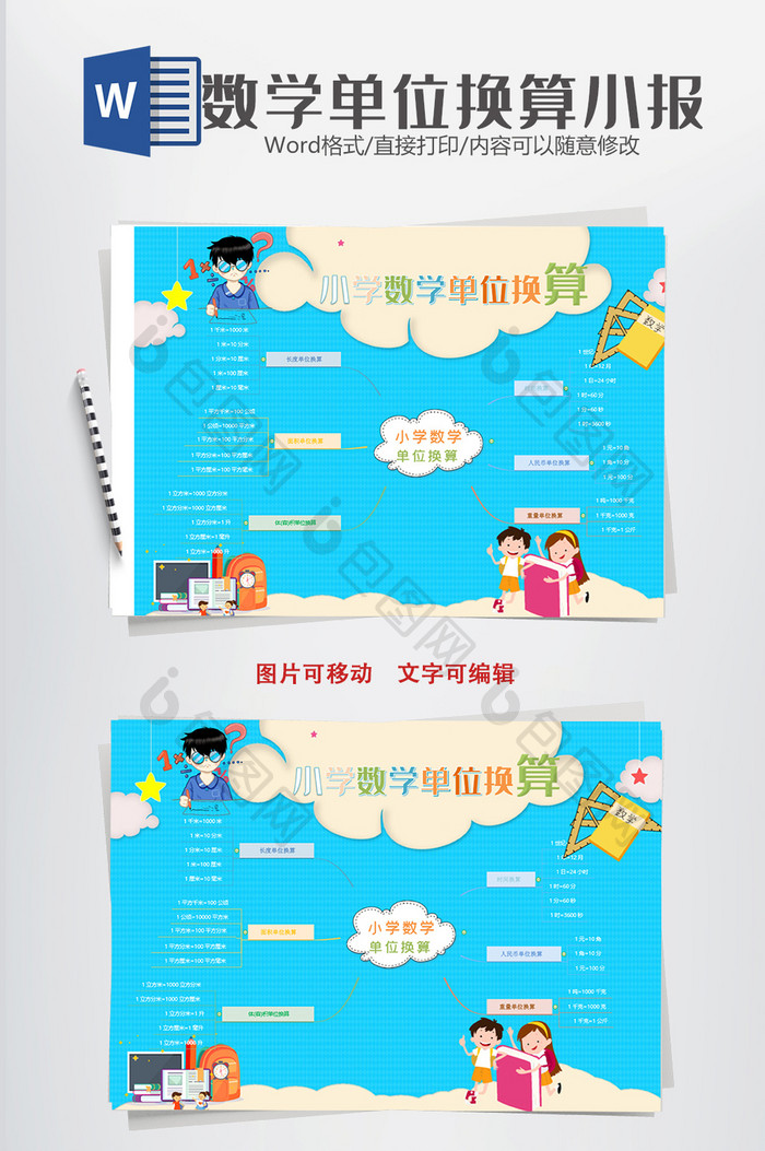 小学数学思维导图手抄报Word小报