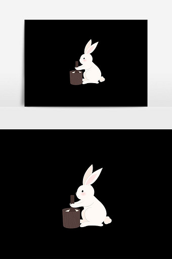 中秋兔子可爱插画图片
