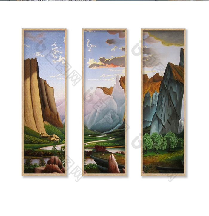 北欧油画风景山水装饰画素材背景墙