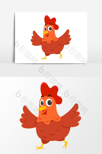 农场鸡餐厅卡通手绘矢量元素图片