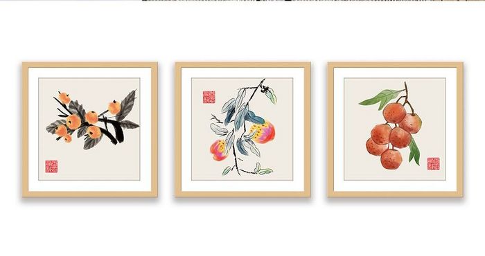 文艺中国风水墨淡彩植物书房客厅古风装饰画