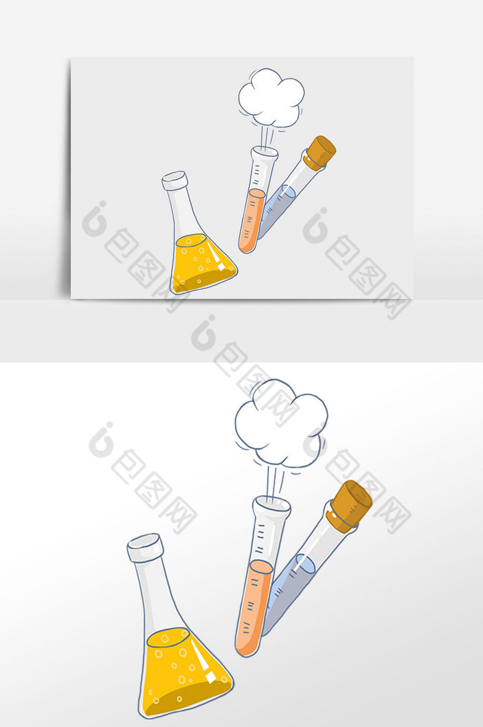 手繪學生化學實驗用品插畫【psd素材】-包圖網