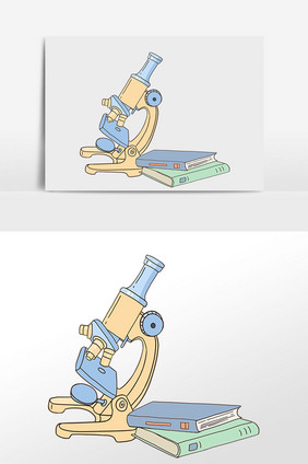 手绘学生实验用品显微镜插画元素