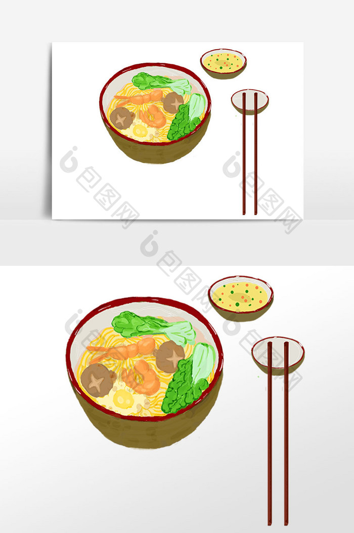 手绘美味美食面条插画素材