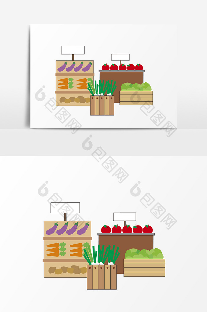 手绘卡通菜场元素