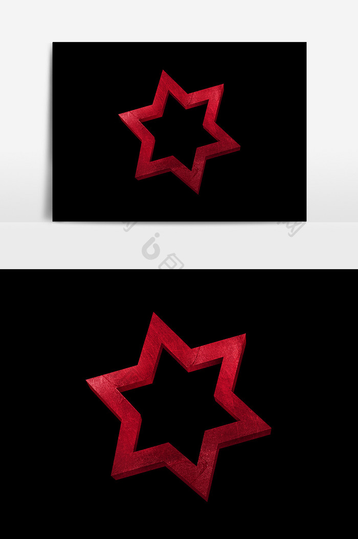 红色立体五角星设计元素
