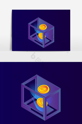 金钱箱子叠加光感元素设计图片