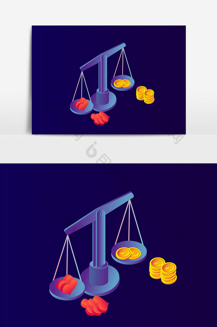 天平爱心金钱光感图片图片