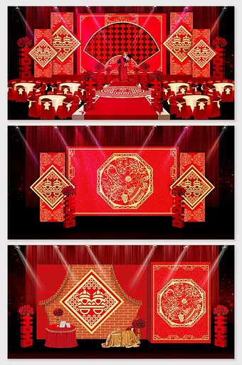 古典红色中式婚礼效果图图片