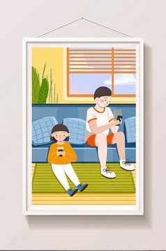 卡通漫画莫做低头族