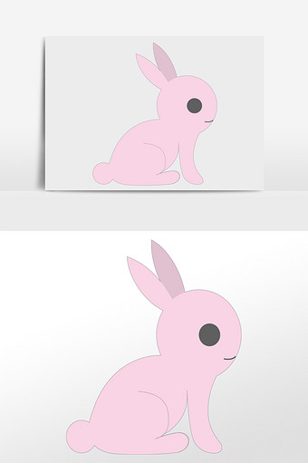小清新可爱矢量小白兔月兔元素插画图片