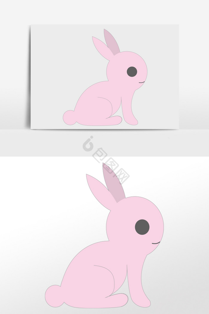 小白兔月兔插画图片