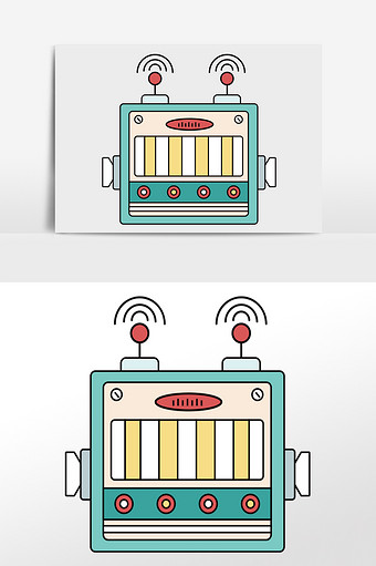 小清新可爱矢量机器检测仪器元素图片