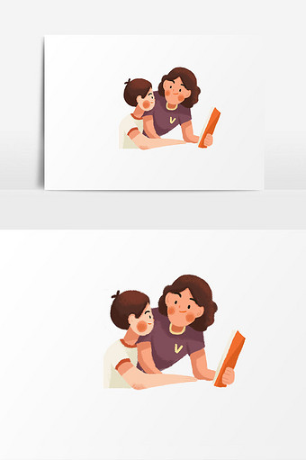 母子元素人物卡通图片