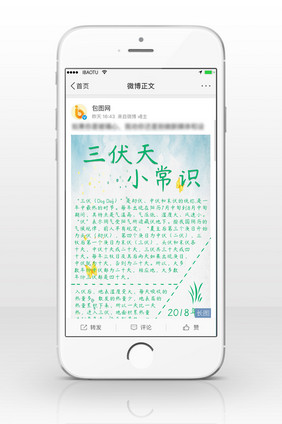 绿色清新简约创意三伏天节气信息长图