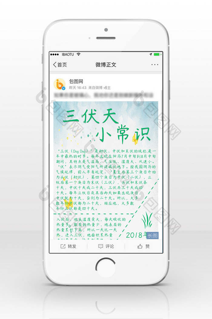 绿色清新简约创意三伏天节气信息长图