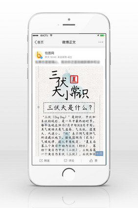 白色大气简约三伏天节气信息长图