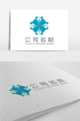 创意蓝色花卉LOGO标志