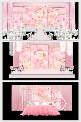 小清新森系粉色主题婚礼效果图图片