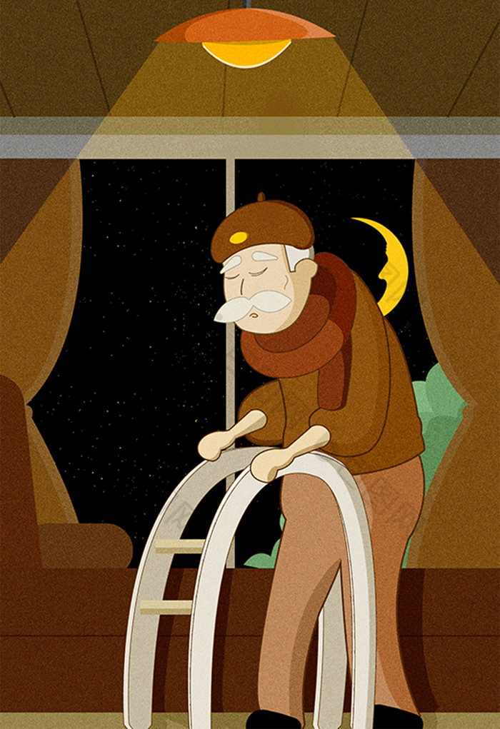 包图 插画 社会民生 【psd】 卡通漫画故居患病老人插画 所属分类