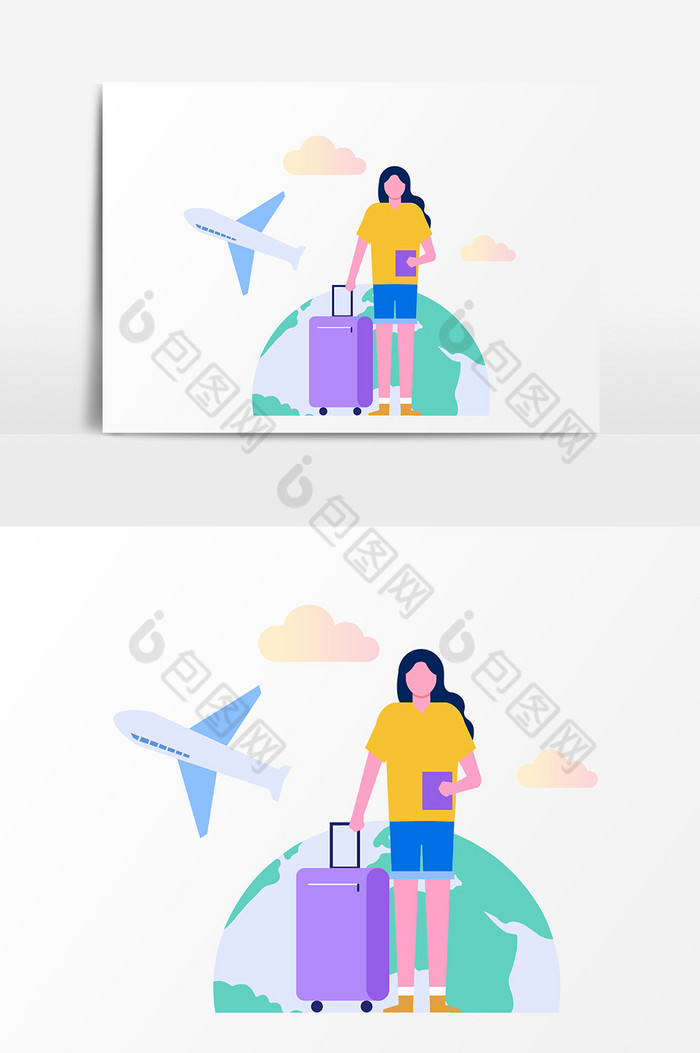 手绘卡通旅行 Psd素材 包图网