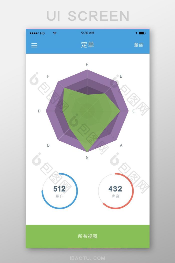 清新几何图分析数据移动APP界面