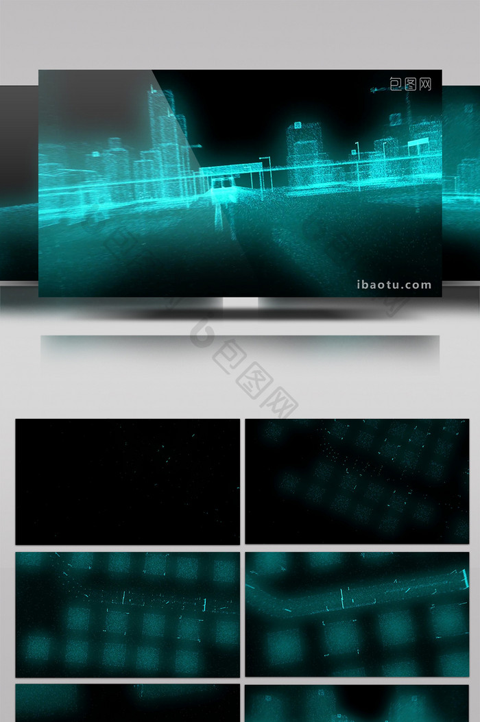蓝色粒子城市互联网幻化展示视频素材