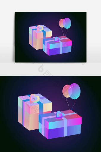 光感透气礼物盒矢量元素设计图片
