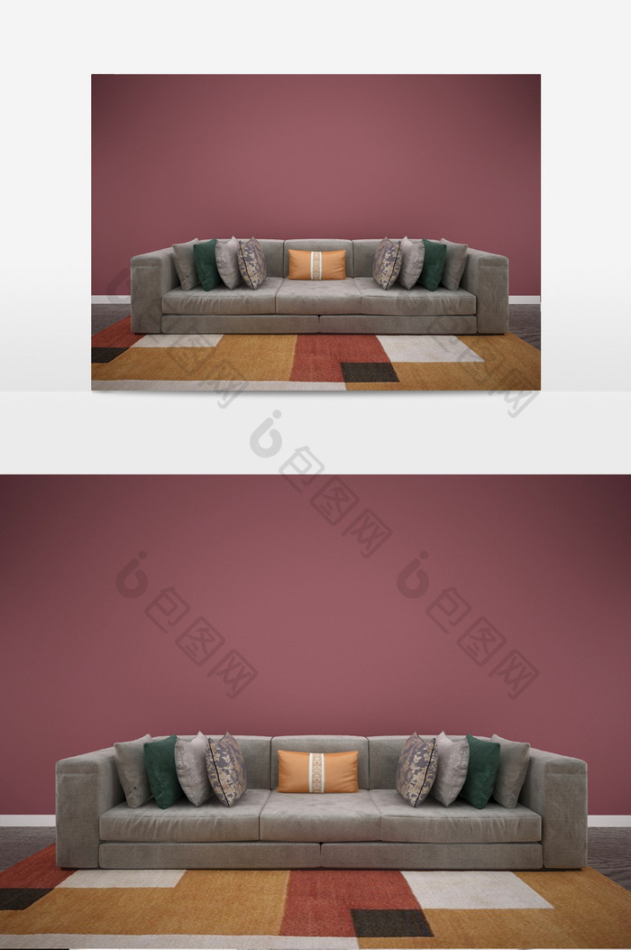 新中式浅麻色沙发