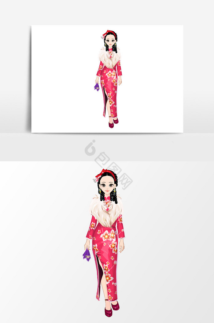 当前位置:>包图网>手绘旗袍系列> 民国美女貂旗袍上海小姐下载美女