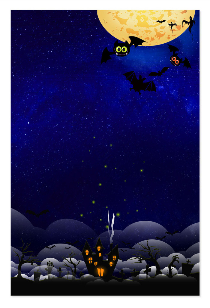 黑夜万圣节蝙蝠海报背景