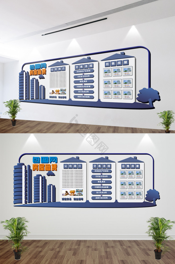 房屋房产中介高楼流程房子文化墙微展板图片