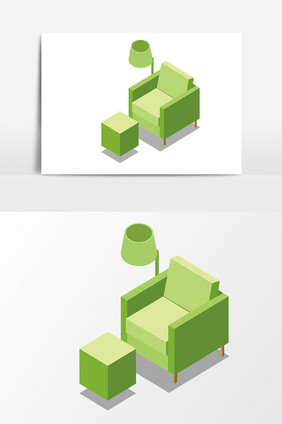 手绘卡通沙发凳子家具矢量素材