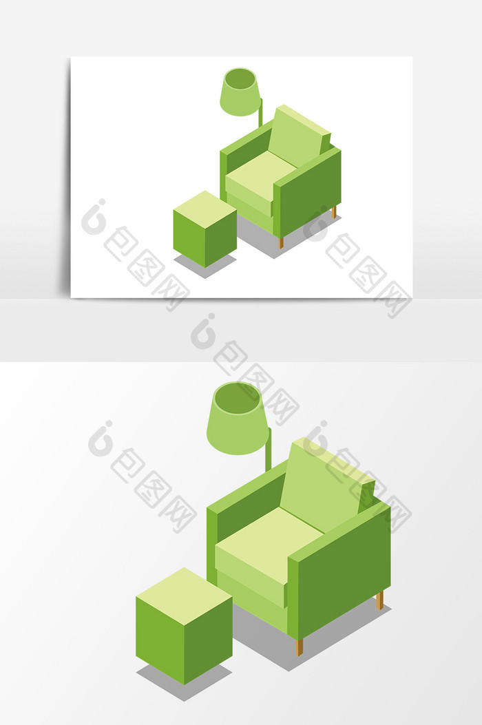 手绘卡通沙发凳子家具矢量素材