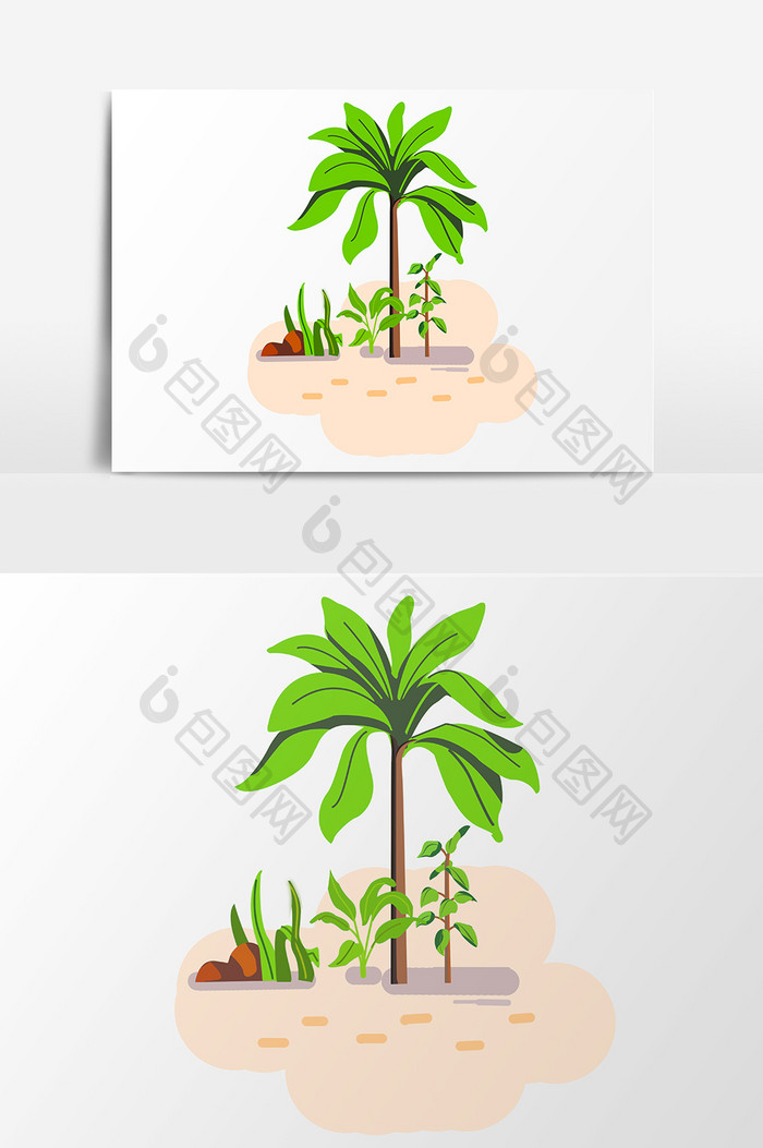 小清新手绘植物树木插画素材