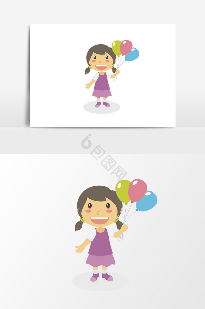小女孩气球插画图片