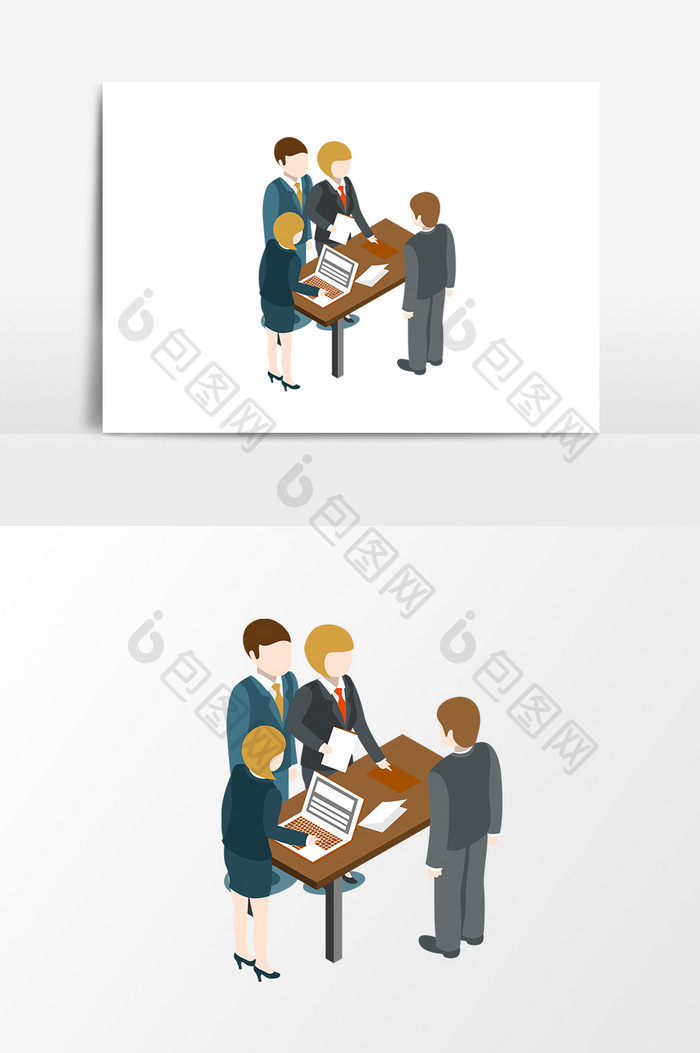 手绘商务人士团队会议插画素材