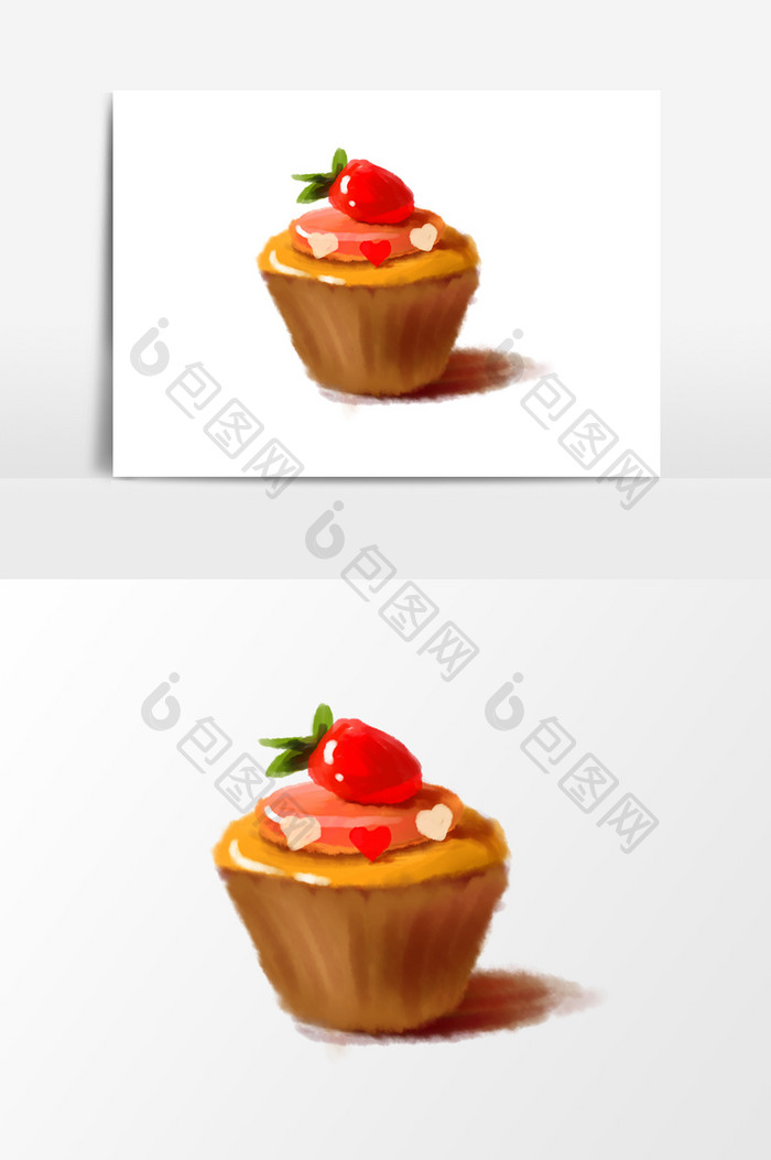 浅橘色草莓小蛋糕
