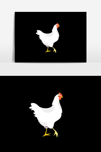白色母鸡插画元素图片