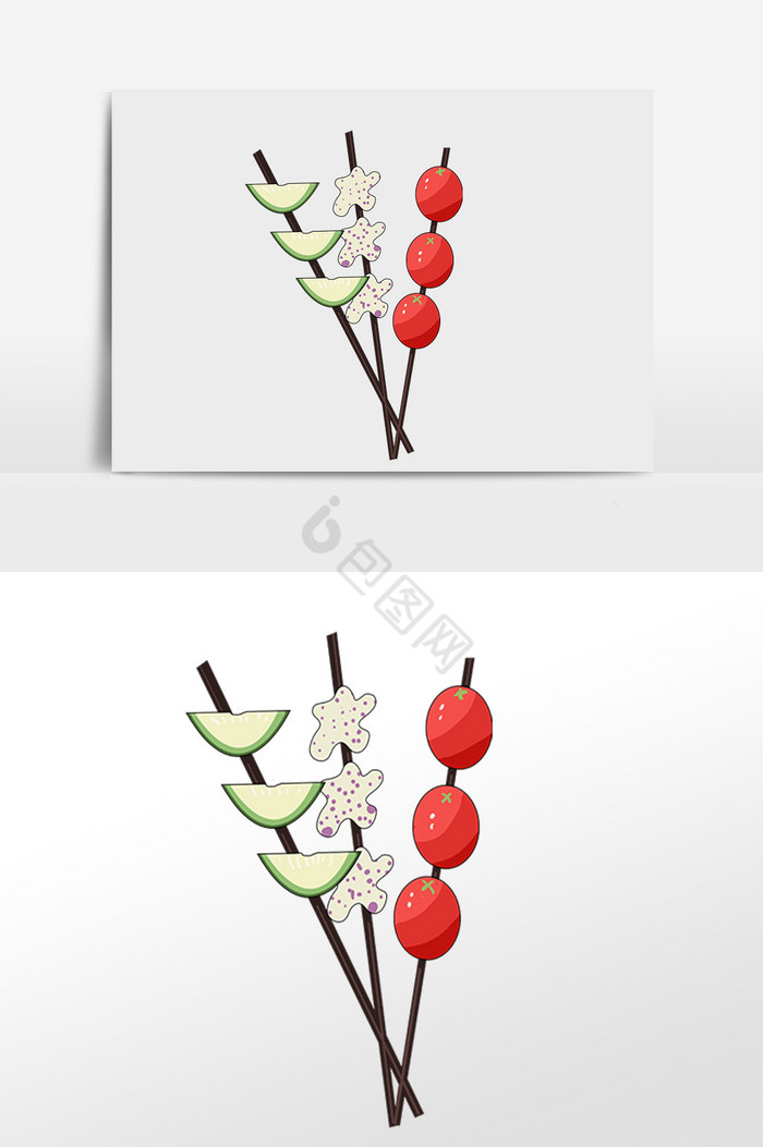 可口美味串串水果插画图片