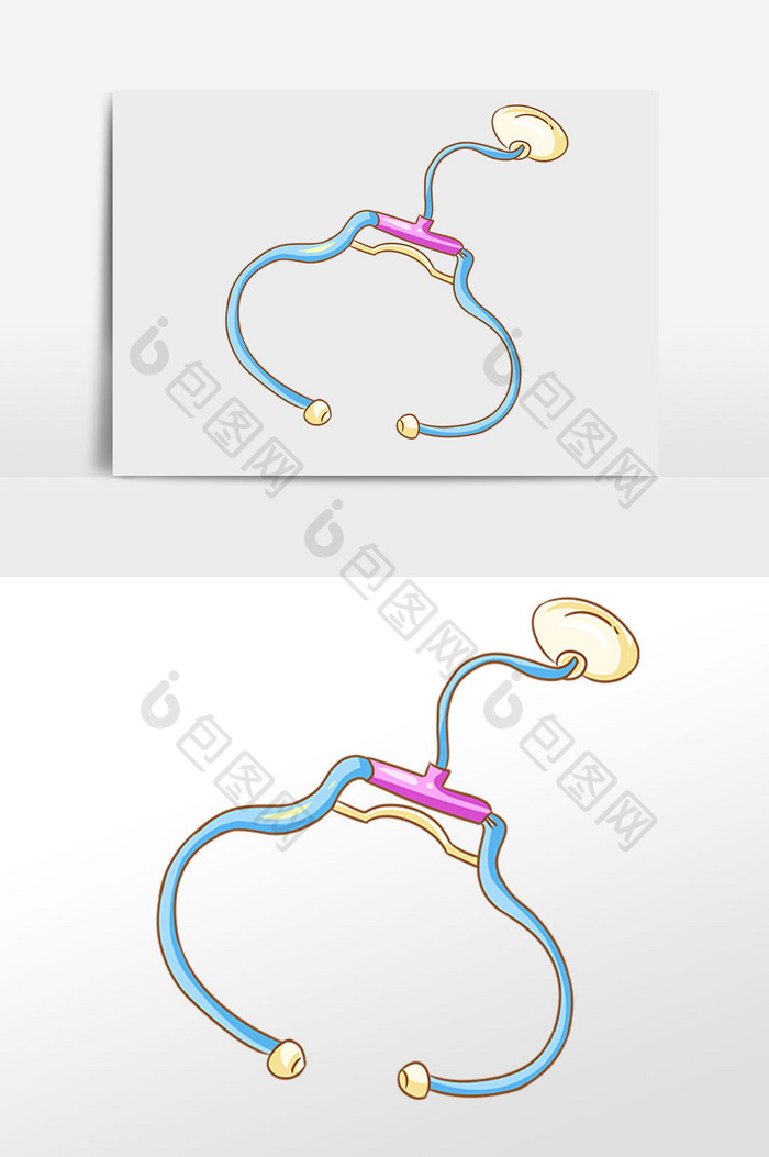 手绘医疗器材听诊器插画元素