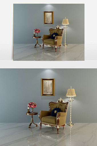 欧式风格桌椅落地灯组合图片