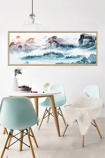 新中式意境山水风景装饰画图片