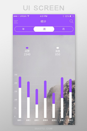 紫色数据统计app界面
