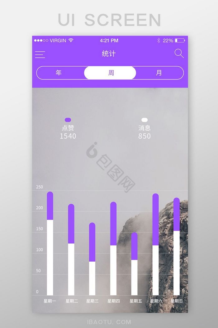 紫色数据统计app界面图片